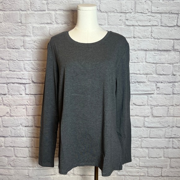Amazon Essentials Women's XL Dark Gray Long Sleeve Top Cleanfit Minimal - Picture 1 of 8